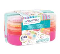 Make It Real 2901710 Beads-2-Go - Juego de joyas para manualidades con más de 1300 perlas en una práctica caja de clasificación, pulseras para niños