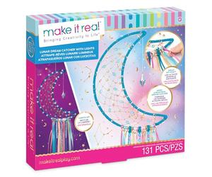 Make It Real - Atrapasueños con Luz Lunar DIY | Kit Creativo Manualidades +8 años | Atrapasueños Infantil con Cuentas y Cintas | Decoración Habitación Niña y Juvenil Original