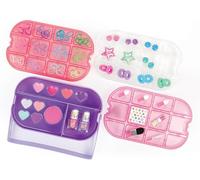 Make It Real: Beauty 2-Go! Juego de cosméticos - 136 Piezas, Glamour para Ojos, uñas de Pelo, Compartimentos de Bandeja, Estuche de Almacenamiento Rosa y Morado, niñas y niños a Partir de 8 años