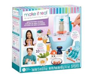 Make It Real - Estudio De Ceramica | Kit Ceramica | Taller Alfareria Para Niños | Alfarería Niño | Mini Pottery Studio | arcilla De Secado Al Aire Con Herramientas Y Pinturas | Manualidades Niños