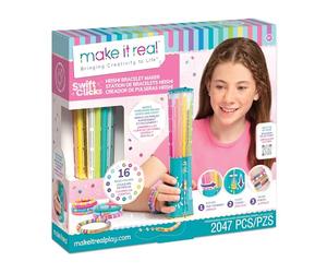 Make It Real - Fábrica de Pulseras de la Amistad | Kit Para Hacer Pulseras Niñas con Carrusel, 2040 Cuentas Heishi, Cordón y Herramientas | Maquina Para Hacer Pulseras | Manualidades Niña 8 Años O Más