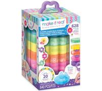 Make It Real: Flower Tower Bead Storage - 20 pulseras para bricolaje, almacenamiento colorido de 7 niveles, 628 abalorios, diseño, creación, uso, clasificación, apilado, para niños mayores de 8 años