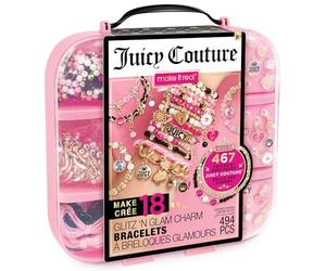 Make It Real Juicy Couture: Glitz ‘N Glam Charm Bracelets - 494pc DIY Kit, Design & Create 18 Cord & Ribbon Bracelets, Bead Jewelry, Storage Case, Girls & Kids 8+