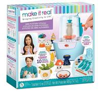 Make It Real: Mini Pottery Studio - Kit de cerámica de 26 piezas, arcilla seca al aire libre de desorden, 10 proyectos, preadolescentes, niñas y niños a partir de 8 años