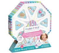 Make It Real: Sweet Spin - Pulseras de brillo de labios de carnaval, 104 piezas, kit de manualidades de joyería, diseño de 5 pulseras de cadena de abalorios, brillo perfumado a fresa, niño de 8 años
