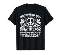 Make Love Not War Retro Peace Symbol Paloma Floral Unity Art Camiseta