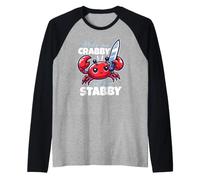 Make Me Crabby Get The Stabby Funny Angry Kawaii Crab Camiseta Manga Raglan