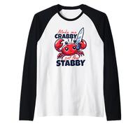 Make Me Crabby Get The Stabby Funny Angry Kawaii Crab Camiseta Manga Raglan