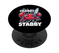 Make Me Crabby Get The Stabby Funny Angry Kawaii Crab PopSockets PopGrip Adhesivo