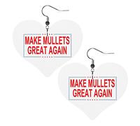 Make Mullets Great Again Pendientes de cuero para mujer Pendientes colgantes Gota Corazón Colgante con gancho Regalos para niña adulta