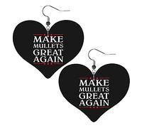 Make Mullets Great Again Pendientes de cuero para mujer Pendientes colgantes Gota Corazón Colgante con gancho Regalos para niña adulta