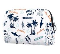 Make Waves - Bolsa de cosméticos de coco para mujer, bolsa organizadora de maquillaje grande con cremallera, multicolor, 18.5x7.5x13cm/7.3x3x5.1in, Neceser