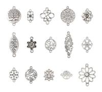 MakemadeDIY Dijes de metal surtidos para hacer joyas con doble bucle, flores, ojos malvados, mariposa, corazón, eslabones cruzados, colgantes dorados para collares, pulseras, aretes, Acero aleado, Sin