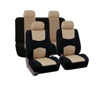 MaKeMoney 9 Piezas Cuero Fundas Asientos para V-W New Beetle Cabrio (1Y7) 2002-2025, Juego Completo Delanteros y Traseros Cubreasientos Protector Accesorios, C/Black Beige