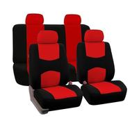 MaKeMoney 9 Piezas Cuero Fundas Asientos para V-W New Beetle Cabrio (1Y7) 2002-2025, Juego Completo Delanteros y Traseros Cubreasientos Protector Accesorios, H/Red