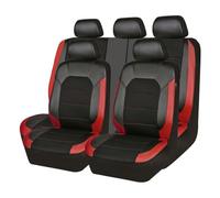 MaKeMoney 9 Piezas Fundas Asientos Coche para Renault-Clio III/Renault-Clio 2000-2018 2019 2020 2021 2022 2023 2024, Cuero Juegos De Cubreasientos Delanteros Y Traseros Coche Accesorios, E/Black Red