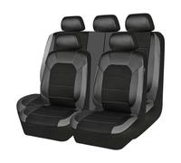 MaKeMoney 9 Piezas Fundas Asientos Coche para Renault-Clio III/Renault-Clio 2000-2018 2019 2020 2021 2022 2023 2024, Cuero Juegos De Cubreasientos Delanteros Y Traseros Coche Accesorios, B/Black Gray