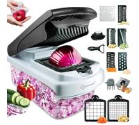 Makenrry Mandolina de Cocina,Cortador de Verduras 16 en 1, Picador de Verduras Multifuncional con Cuchillas Intercambiables, Corta Verduras Manual para Cocina, Mandolina para Cortes Rápidos y Eficaces