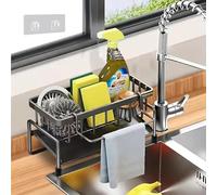 Makenrry Organizador de Fregadero, Organizador Cocina, Porta Estropajos Fregadero, Soporte para Estropajo con Ventosas Antideslizantes, Ideal para Almacenaje de Estropajo Cocicna. (Gris Oscuro)