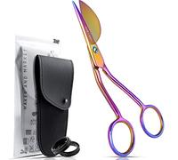 MAKER AND MARKET Applique Pelican Duckbill Blade 5.8 pulgadas - Tijeras de mango curvo doblado doble con funda de bolsa para bordado, tela, hilo, tejer, costura, artes y manualidades (arcoíris)