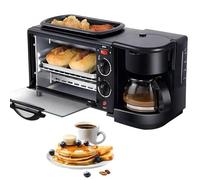 Maker de Desayuno 3 en 1, Máquina de Desayuno Multifunción con Mini Horno Eléctrico Tostador, Sartén y Sándwiches de Huevo, Cafetera Para Cocina de Apartamentos