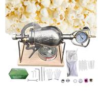 Maker de palomitas de maíz de alta presión, manual de acero de acero inoxidable chino 304 Crank Mini Popcorn Machine, con medidor de presión, base de cables de madera de 328 ml Cañón de palomitas de