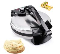 Maker De Roti Eléctrico Calefacción De Doble Cara, Máquina De Tortilla Y Tortilla Antiadherente De 10 Pulgadas Con Temperatura Ajustable Para Pizza, Pita, Quesadillas Y Mor