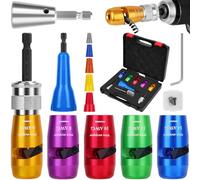 Makerfire Pelacables eléctrico para taladro, pelacables de taladro y kit de tornado para calibre AWG 14-12-10-8-6, herramienta de corte portátil para taladro eléctrico, pelacables y conector