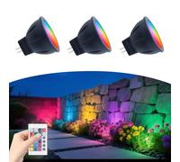 Makergroup Bombilla LED RGB MR11 que cambia de color de 12 V, bombilla LED GU4, bombillas de colores MR11 de 3 W, 2700 K más multicolor y regulable en control remoto para luz de jardín de bajo voltaje