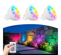 Makergroup Bombillas LED MR16 que cambian de color, luz RGB GU5.3 de dos pines, blanco cálido + 15 multicolor y brillo de 4 niveles en control remoto para iluminación de paisaje de bajo voltaje de 12