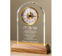 MakerTick Reloj de cristal para esposa de parte del marido, ideas de | Base LED de madera, recuerdo romántico para ella, Navidad, día de San Valentín, cuarzo silencioso, regalos del día de la