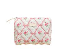 Makeup Bag - Cosmetic Bags | Travel Cosmetic Case | Aesthetic Floral Makeup Pouch | Large Brush Holder Make Up Case with Zipper | Toiletry Make up Storage Travel Organizer for Business Trip Travel