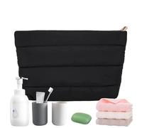 Makeup Bag, Cosmetic Pouch, New Commuter Bag, Casual Quilted Pouch, Fashionable Make Up Bag, Small Quilted Pouch for Wallet, Lipstick Traveling, Quilted Makeup Bag, Negro , riferimento