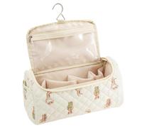 Makeup Bag, Cotton Polyester Quilted Organizer Bag | 32x16.5x16.5cm Hanging Travel Toiletry Storage Pouch with Hook For Brush Curler Cosmetics Toiletries Gym Road Trip Use For Men Women