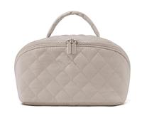 Makeup Bag for Woman, Expandable Makeup Bag, Travel Makeup Bags for Woman Fashion, Pouch Open Flat Small Toiletry Bags, with Handle Brush Compartment, 6 Color (Khaki)