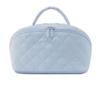 Makeup Bag for Woman, Expandable Makeup Bag, Travel Makeup Bags for Woman Fashion, Pouch Open Flat Small Toiletry Bags, with Handle Brush Compartment, 6 Color (Blue)