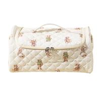 Makeup Bag - Large Capacity Cotton Travel Organizer for Cosmetics | Portable Cute Pouch with Zipper Closure, Hair Tool Holder & Stylish Storage Case for Brush, Straightener, Curler, Jewelry, Bathroom,