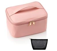 Makeup Bag, Neceser Viaje, Impermeable Neceser Maquillaje, Bolsa de Maquillaje Grande, Accesorios de Viaje,para Mujeres y Niñas, Rosa