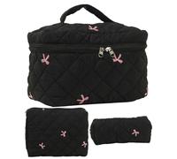 Makeup Bag Set Large Toiletry Bag Quilted Travel Bag Cosmetic Pouch Set Cotton Makeup Bags Travel Cosmetic Bag Toiletry Travel Set Quilted Makeup Pouch Women Travel Bags Large Cosmetic Organizer