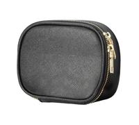 Makeup Bag with Mirror - PU no tejido | 3 Adjustable Brightness Levels USB recargable | Schoolgirl Style Black Cosmetic Organizer for Travel Train Pool Pares, multicolor, Black, Consulte la