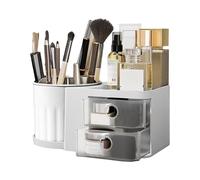 Makeup Box Organizer - Rotatable Cosmetic Organizer | Large Pen Holder Display Case With Drawers | Desktop Organization For Brushes Lipstick Skin Care Products Eye Shadow Eyebrow Pencils | For Vanity