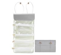 Makeup Brush Bag Pouch, Foldable Travel Makeup Organizer, Portable Toiletry Bag with 4 Removable Zippered Clear Pouches for Women’s Bathroom, Shower 54x23.5x1cm