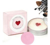 Makeup Brush Cleaner Soap with Silicone Cleaning Pad, Heart Makeup Brush Cleaning Soap for Cosmetic Sponges, Beauty Blenders and Eyelash Brushes (100g)