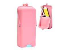 Makeup Brush Holder Cosmetic, Storage Suction Base Aid, Portable Toiletry Bag Tool with Smooth Texture, Sleek Radiant Accessory with Modern Style, Beauty Solution for Women Girls Travelers, Rosa,