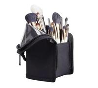 Makeup Brush Holder -Stand Up Makeup Brush Bag Travel | Waterproof Standing Divided Storage For Women Girls Toiletry Eyebrow Pencil Lipstick Jewelry Home Office Outdoor Camping, multicolor, Black