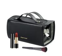 Makeup Brush Holder, Travel Cosmetic Bag, Removable Clear Compartments 9.84x4.72in, Compact and Authentic, PU Leather Toiletry Case for Travel, Organization