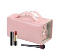 Makeup Brush Holder Travel, Roll-up Cosmetic Bag, Portable Makeup Brush Holder, PU Leather Toiletry Bag, Clear Compartment Organizer, Travel Makeup Brush Case, Foldable Makeup Bag