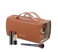 Makeup Brush Holder Travel, Waterproof Travel Makeup Bag, Cosmetic Bags with Removable Clear Multi-Compartment Travel Toiletry Bag, PU Leather Portable Toiletry Bag Lipstick, Lip Gloss and Beauty