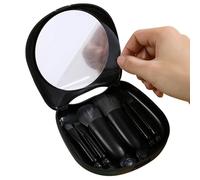 Makeup Brush Kit, Cosmetic Tool Set, 6 Piece Portable Collection, Cat Shape Mirror Box for Travel, Business Trip, Daily Use, Outdoor Commuting, Birthdays, Women Friends