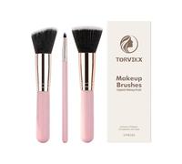 Makeup Brush Set, 3 Piece Cosmetic Tools, Soft Bristles Foundation Powder, Gentle Build Lightweight Accessory, Modern Brush with Firm Style, Beauty Kit for Blending & Contour